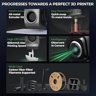 Creality K1C 3D Printer, 2024 New Version 3D Printers with 600mm/s Fast Printing Speed and Clog-Free Direct Extruder, Support 300℃ Printing and Carbon Fiber Filaments, Auto Leveling and AI Camera