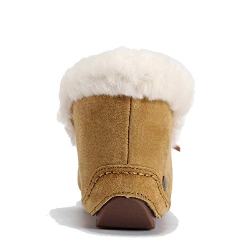 U-lite Women's Moccasin Slippers with Warm Wool Lining, Pigskin Leather Non-Slip Rubber Sole for Indoor and Outdoor Casual Winter Flat Shoes4