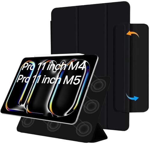 Image of Robustrion Cover for iPad Pro 11 inch M5 / M4 [Magentic Attach] Case for iPad Pro 11 inch M5 / M4 [Auto Sleep Wake Support] - Black