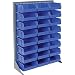 Global Industrial Louvered Bin Rack With (24) Blue Stacking Bins, 35
