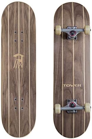 Tower Walnut Pool Board Skateboard Fully Assembled with ABEC-9 Bearings and Clear Spray-on Traction