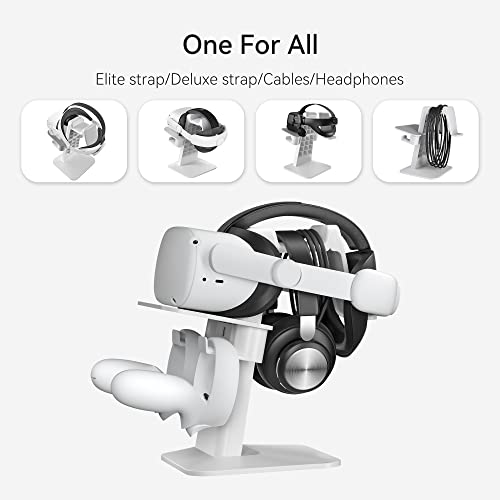 Kiwi Design Vr Stand Accessories Compatible With Quest 2/Psvr 2/Valve Index/Hp Reverb G2/ Pico 4/Quest Vr Headset And Touch Controllers（Gray-White） #TOP4