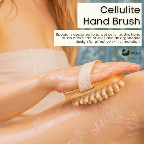Eco Bath London Cellulite Handbürste - Cellulite-Behandlungsbürste, Effektiver Cellulite-Entferner und Massagegerät für glatte, straffe Haut, natürliches Holz-Peeling-Massagegerät