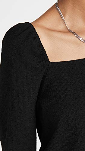 Madewell Women's Crepe Square-Neck Puff-Sleeve Top, True Black, Xxl #TOP5