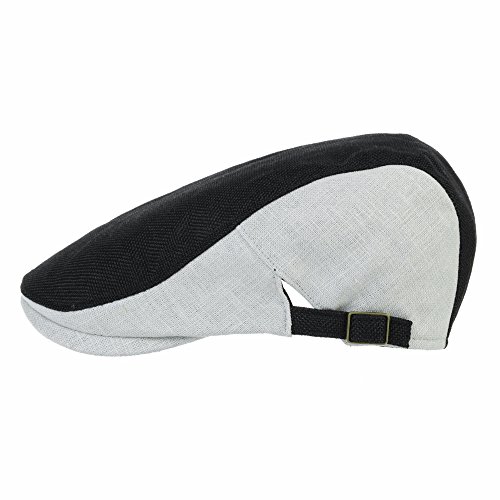 WITHMOONS Two Tone Block Summer Newsboy Hat Flat Cap AC3046 (Black) - Thumbnail 2