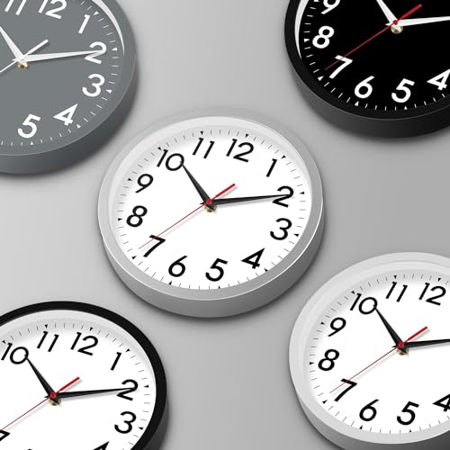 DAXSMY Wall Clock Analog 10 Inch Silent Non Ticking Battery Operated Modern Decorative for Living Room Kitchen Office Bedroom Bathroom(Black)