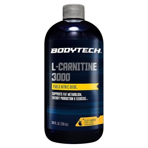 BodyTech L-Carnitine 3000mg - Supports Fat Metabolism, Energy Production & Muscle Recovery - Peach Mango (24 fl oz)