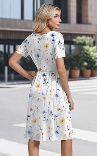 Image of Womens Short Sleeve Empire Waist Dresses Casual Summer Dress with Pockets