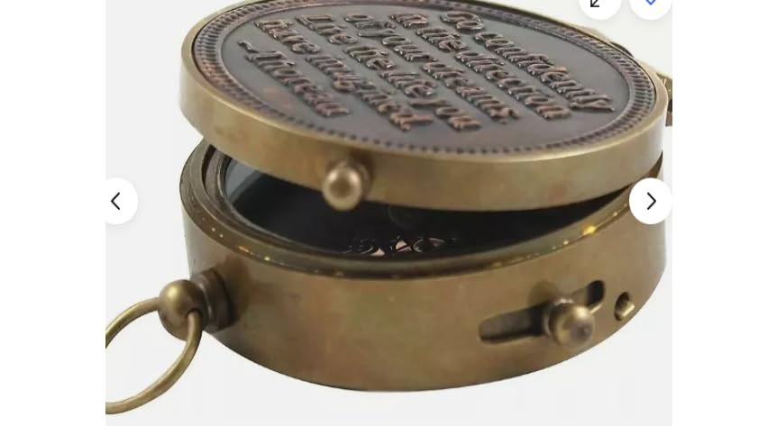 Brújula de bolsillo antigua de navegación de latón vintage de 2 pulgadas con caja de madera para regalo miniatura 2