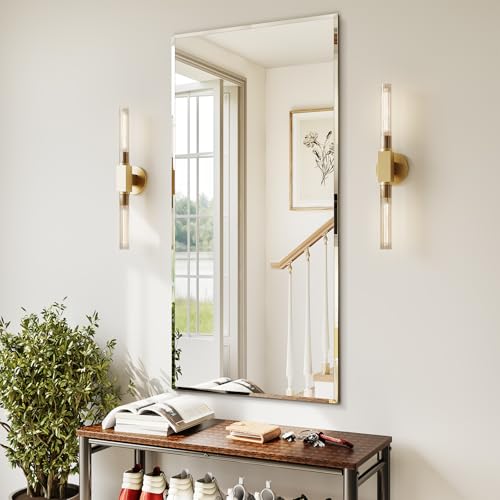 Mestikits Frameless Bathroom Mirror 24x48 Beveled Bathroom Mirror