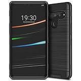LG V50 ThinQ, CinoCase LG V50 Case Heavy Duty Rugged Armor Shockproof Dual Layer Hybrid Hard PC + Protective TPU Bumper Cover with Brushed Metal Texture Back Case for LG V50 ThinQ Black