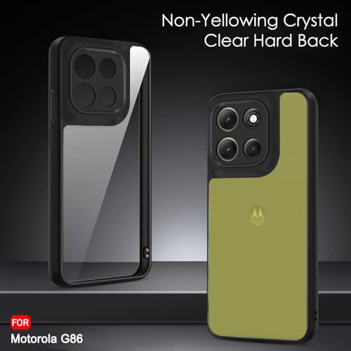 Image of KAPAVER Hybrid Clear Back Cover Case for Moto G86 | Protective Shockproof Cleare Hard PC Soft Flexible Black TPU Cover