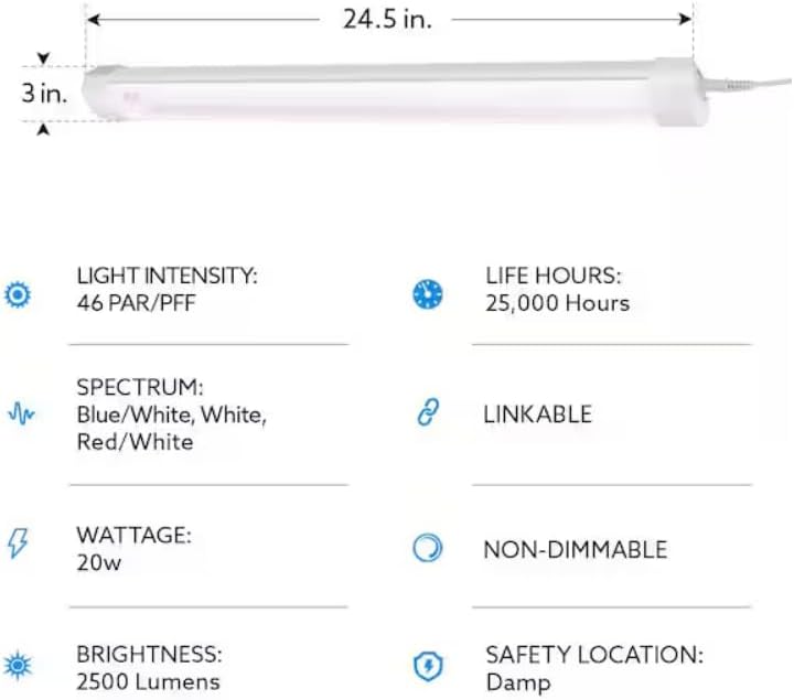 24W LED Grow Light with Remote Control - Adjustable Spectrum