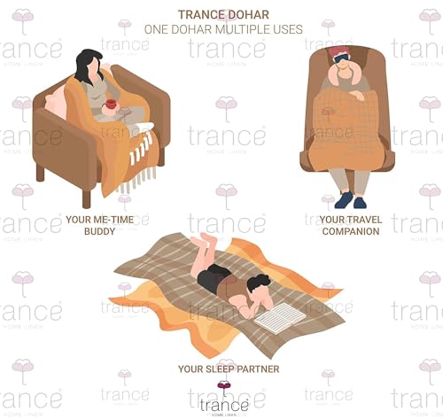 Trance Home Linen Premium 100% Cotton Dohar for Single Bed | 150 GSM | Reversible Ac Comforter | Light Weight All Season Soft Blanket (58x90 Inches | Firdaus Red)