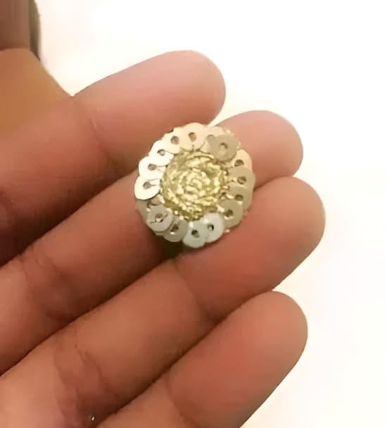 LACESNMORE Decorative Appliques Gold Sequin Embroidery palmet Patch and Flower Design butti Pack of 100 (Light Golden)-image-22