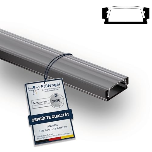 1 X Alu Profil Schwarz Inkl. Klarer Abdeckung (2 Meter)