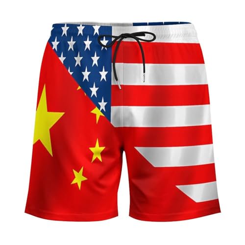 Pantalones cortos de playa para hombre con banderas EE.UU. y China 5