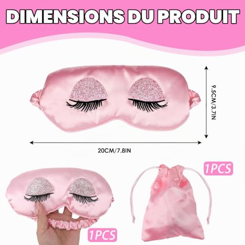 Masque de Nuit Sommeil Soie Yeux, Masque pour Dormir Doux et Respirant Protège-Sommeil Pack Les Doux Respirant Bandeau Cache Yeux Soie Zéro Pression Cache Oeil pour Filles Femmes Adulte Idéal Voyage – vue 2