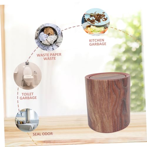 Caneca de basura rectangular con diseño de veta de madera miniatura 3