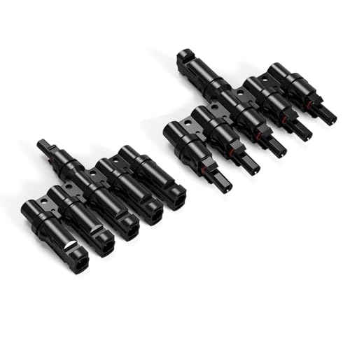 GENORTH Solar Y Stecker Männlich/Weiblich, Solar Photovoltaik Steckverbinder 5-fach, T-Typ Solarstecker,1 Paar MMMMMF+FFFFFM Solarpanel Kabelstecker