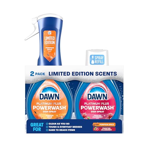 Dawn Powerwash Spray, Dish Soap, Dishwashing Liquid, Pumpkin Spice + Frosted Cranberry, 1 Starter...