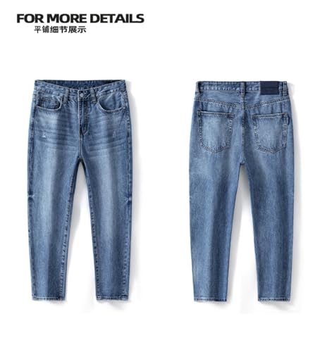 Pants Trousers Denim Spring Summer Straight Micro Tapered Jeans Blue Versatile Youth Slim Fit and Slimming Design for Men2