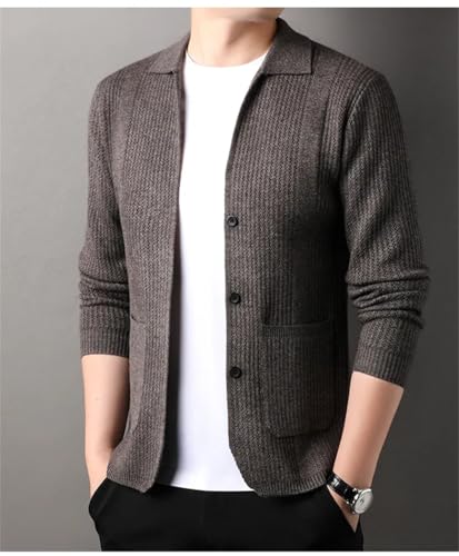 Winter Men's Solid Color Knitted Button Cardigan Sweater Casual Warm Fashion Hollow Sweater3