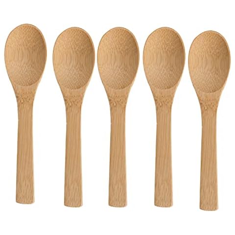 5PCS Wood Small Spoons Sugar Seasoning Salt Spoons Wooden Honey Teaspoon for spice mixingJam, Salt, Sugar, Ice-Cream, Condiments Cover