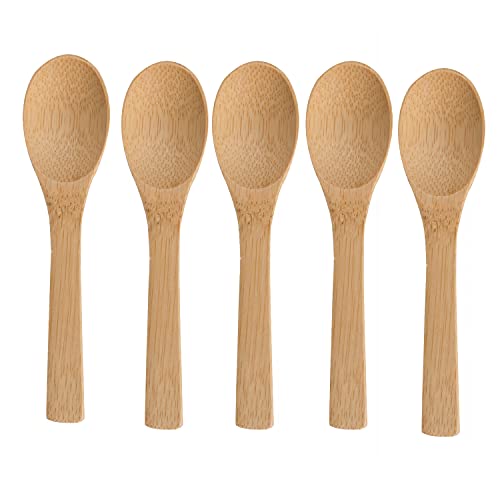 5 cucharas pequeñas de madera para condimentos de azúcar, cucharillas de miel de madera para mezclar especias, mermelada, sal, azúcar, helado, condimentos Cover