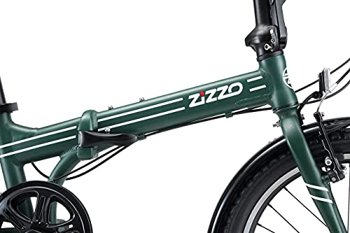 Zizzo Forte Heavy Duty 29 Lb Folding Bike-Lightweight Aluminum Frame Genuine Shimano 7-Speed 20-Inch Folding Bike With Fenders, Rack And 300 Lb. Weight Limit (Forest Green) #TOP2