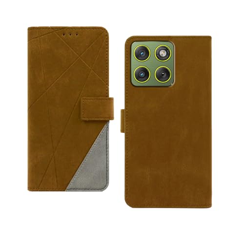 Image of amazon basics Moto Edge 70 5G Flip Cover | Card Pockets Wallet & Stand | Flip Cover for Moto Edge 70 5G (Brown with Grey)