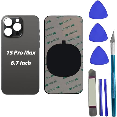 Réparer vitre arrière brisée iPhone 15 Pro Max grâce au verre de remplacement Titane Noir 6,7"