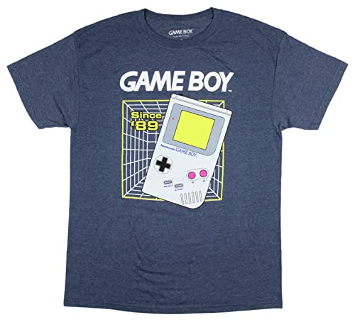 Game Boy Men\'s Retro 1989 Video Game Console Graphic T-Shirt New (X-Large) Heather Blue