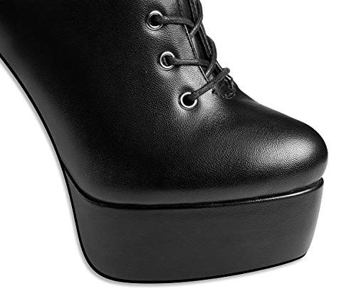 Ann Creek Women's 'Niwen' Knee High Sexy Fashion Ultra High Stiletto Heels Platform Lace Up Boots Black 8 #TOP4