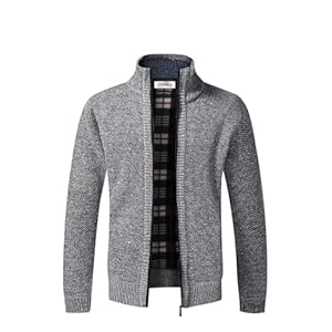 Jinsha Herren Cardigan Strickpullover Dicker Hals voller Reißverschluss Isolierung Pullover Wolle Wintermantel