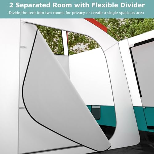 TANGZON 2-Room Family Camping Tent, 8-10/6-8/4-6 Man Privacy Changing Room Shelter with Porch, Removable Rainfly, Carry Bag, 2 Windows & 2 Doors, Easy Setup Large Dome Tent (320 x 210 x 180 cm) - Image 3