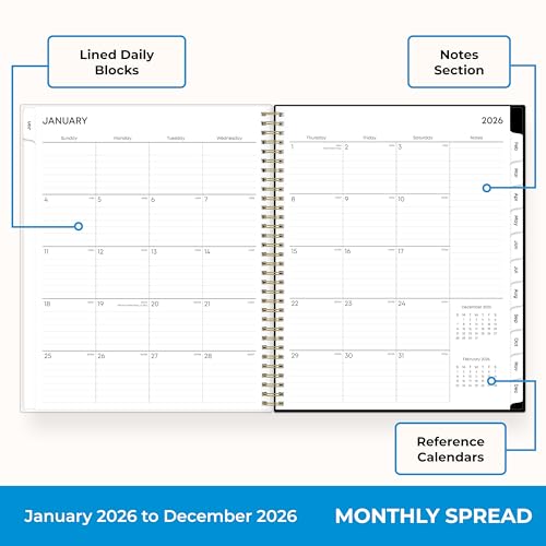 Blue Sky 2026 Weekly and Monthly Planner Calendar, January 2026 - December 2026, 8.5" x 11", Clear Pocket Cover, Laminated Tabs, Durable Twin Wire Binding, Storage Pocket, Baccara Dark - Thumbnail 4