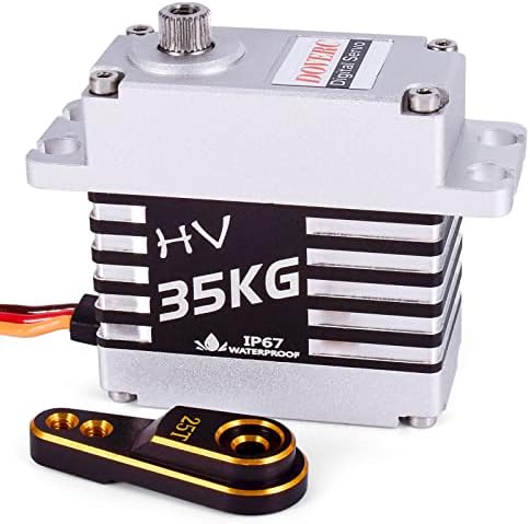 DOVERC RC Servos:35kg Servo High Torque Servo RC Steering Servo RC Crawler Servo Full Aluminum Case for 1/8 1/10 1/12 RC Car/Boat with 25t Servo Horn (Control Angle 180°)