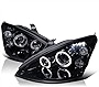 Spec-D Tuning Dual Halo Angel eyes LED Projector Headlights Glossy Black Compatible with 2000-2004 Ford Focus, Left + Right Pair Headlamps Assembly