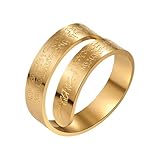 Flongo Anillo islámico con texto árabe para hombre y mujer: plata ajustable de acero inoxidable, anillo de fe Corán, joya musulmana, regalo para Ramadán Eid boda religión, talla única, Acero