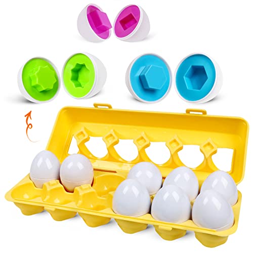 Skrtuan Montessori Spielzeug Passende Eier Farbe & Form Erkennung Sorter Skills Spielzeug für Kleinkinder,Passende Eier Set Osterei,Feinmotorik Montessori Puzzle Geschenk