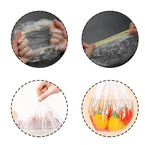 Wuyituart 300 Pcs Plastic Bowl Covers Stretch Edging Disposable Food Covers Flexible Storage Packaging, Color - Thumbnail 3