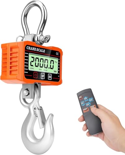 Peson Électronique 2000 kg /4400lbs,Balance Suspendue Électronique,2T Balance à grue numérique, balance industrielle robuste avec télécommande et Ecran LCD pour Pesage De Quai, Agriculture(2000kg-01)