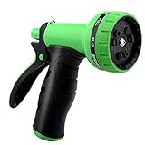 GDEALER Garden Hose Nozzle 9 Pattern Hand Spray Nozzle Heavy Duty Hand Free Clip High Pressure Water Hose Nozzle for Watering Plants, Car Wash and Showering Pets with 2 Extra Rubber Gaskets