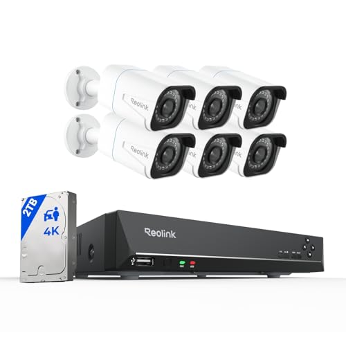 REOLINK 8CH 4K Security Camera System, 6pcs H.265 Bullet Wired Po...