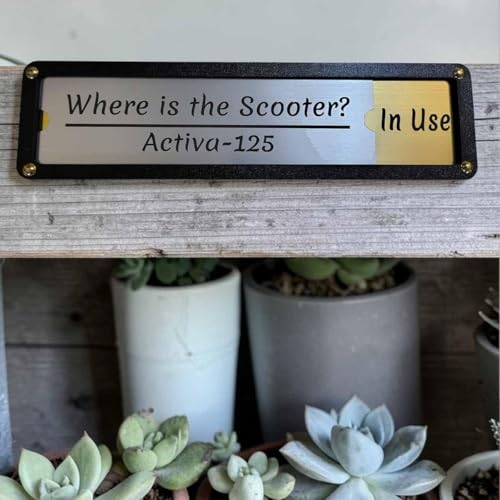 Image of Sliding Door Sign Board with In /Out Status | Personalised Name Plate Display | MDF Base with Gold /Silver ABS Acrylic | Office, Cabin, Toilet, Room Sign (11.5 x 3 Inch)