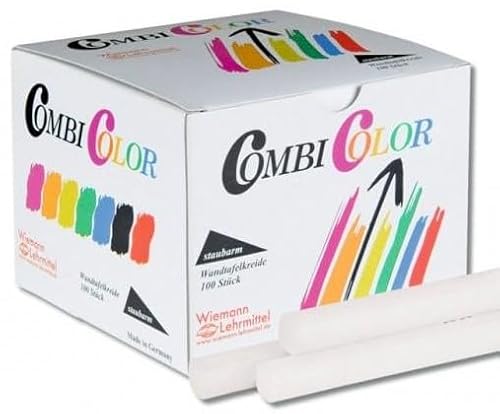 Wiemann Lehrmittel Tafelkreide bunt oder weiß, 100 Stück im Karton, staubfrei (Weiß)