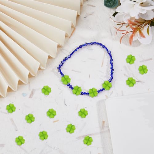 DICOSMETIC 200Pcs Clover Bead Faceted Acrylic Clover Beads St. Patrick's Day Shamrock Opaque Acrylic Beads Small Four Leaf Clover Beads Lime Green Crafting Beads for Jewelry Making Hole: 1mm - Image 4