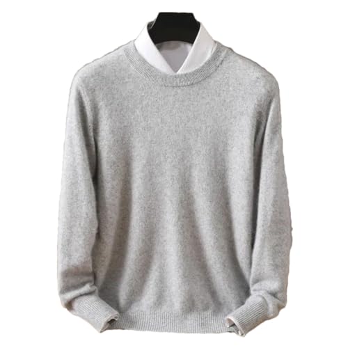 Men's Round Neck Solid Color Wool Sweater Large Size Long Sleeve Knitted Pullover2