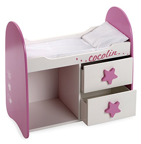 Leomark Cama Para Muñeca Cuna De Muñecas Casillero De Madera Cuna De Juguete Mueble De Muñeca Cama De Muñecas Juguete De Madera Para Niñas Ropa De Cama Incluida Rosa y Blanco Camas